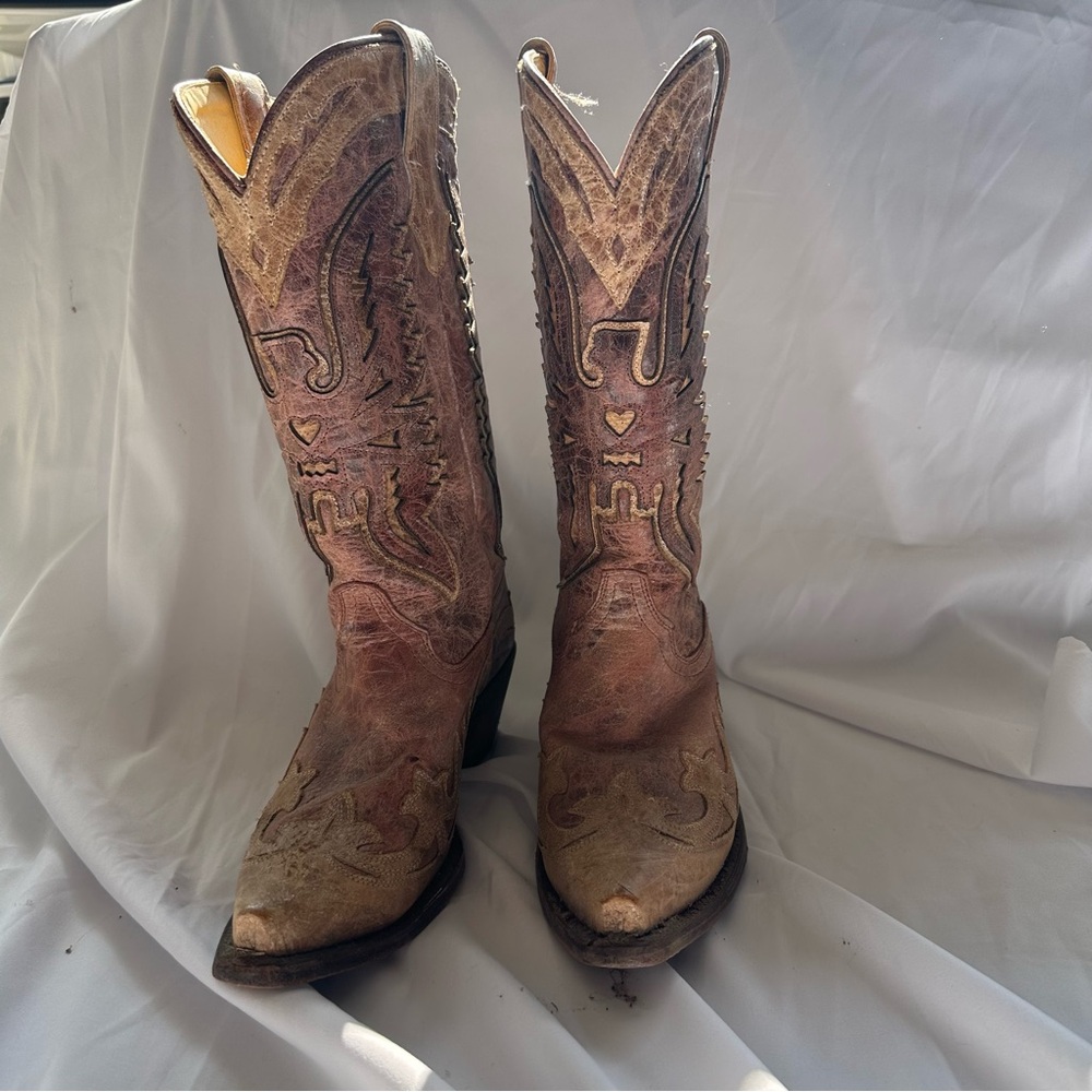 CORRAL WOMEN'S CRACKLE DISTRESSED ANTIQUE SADDLE COWGIRL COWBOY  BOOT R2227